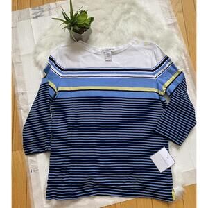 Sag Harbor Women's Striped Cotton T-Shirt Medium